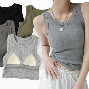 Women's Tanks Women One-piece Bra Vest Seamless Underwear Sexy Lift Up Bras Tops Female Brassiere Lingerie Camisole With Chest Pad Cropped