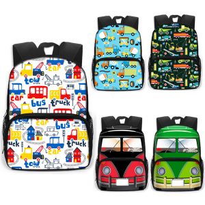 Bags 13 Inch Cute Car Truck Bus School Backpack Kids Daypack Baby Kindergarten Bag Children School Bags for Boys Girls Book Bag Gift