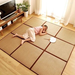 Halılar Sabit Parlayan Katlanır Rattan Halı 130x195cm Tatami Halı 1cm Kalın Oyun Mat Slip Slip Yatak Odası Oturma Odası Yıkama ZM22