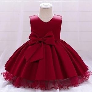 Girl Dresses Toddler Big Bow Baby Pink Pink 1 ° compleanno Principessa Partita per bambini vestito per ragazze Bridemaid Christmas Prom Costume