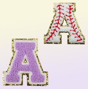 概念ホワイトレターアルファベットパッチグリッターシェニール刺繍パッチDIY衣類の帽子のためのジャケットアイアンアップリケ2165739