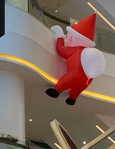 Jätte 3/4/6mh belysning Uppblåsbar klättring Santa Claus för dekoration 10/20 fot uppblåst flygande Chrismas Old Man