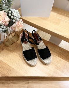 2024 Luxury Design Women's wedge Fisherman Shoes Women's canvas and cow leather size 35-41