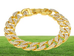 Män hiphop bling smycken set 24k guld pläterad full cz miami kubansk länk halsband armband is ut kedjor 76 cm 21cm7144876