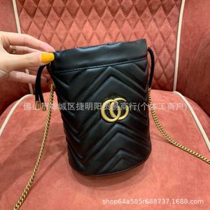 g 2024 Double Ma Water Bucket Bag Chain Drawstring Love Genuine Leather Wealth One Shoulder Crossbody