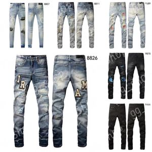 Herren Jeans Designer Jeans AM Jeans 8826 Hochwertiges Modes Patchwork Ripped Leggings 28-40