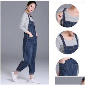 Womens Plus Size Jumpsuits Rompers Oc580M09 Four Season Denim Overalls Drop Delivery Apparel Dhme2