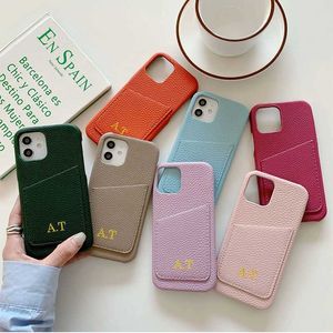 Casos de telefone celular personalizados Original Card Card Holder Caso de couro Adequado para iPhone 14 PROMAX 14 PLUS 13 PROMAX 13 CAPA DE TELEFONE PERSONALIZADA J240418