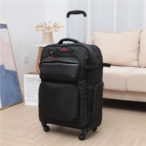 Carry-Ons 20 polegadas Viagens de viagem para viagens de bagagem de bagagem de bagagem com rodas Viajar mala Oxford Backpack à prova d'água Mochila Mochila com rodas