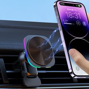 Carregadores sem fio magnéticos de 15w para iPhone 13 12 ímã de carro montado suporte para o telefone de carregamento rápido carregador de ar ventilador de ar ventro