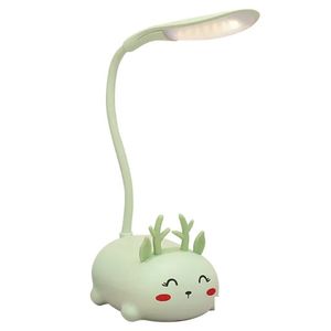 Tischlampen Cartoon Hirschform LED -Schreibtisch Lampe USB wiederaufladbare Kinder Augenschutz Tier Nacht Home Schlafzimmer Dekor Tropfen li dh7n6