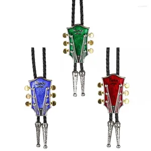 Laço amarra metal bolo gravata para carnavais masculino Cantenha de guitarra pingente de música amante de música camisa decorativa decorativa