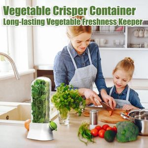 Storage Bottles Vegetable Crisper Container Easy-drain Anti-shattering Saver Bottle Airtight Plastic Preserving Keeper For Kitchen