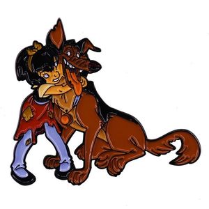 Cartoon Hund und Mädchen Emaille Pin Brosche Abzeichen Kleidung Hut Rucksack Dekoration Schmuckzubehör