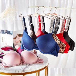 Bras Sets Vs Rhinestone Underwear Women Set Esign Y Lingerie Seamless Push Up Briefs Bra Plus Size Red Pink Drop Delivery Apparel Wom Dhdbe