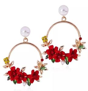 민족 보헤미안 18K 금도금 브랜드 HOOPE DANGLE FLOWER EARRINGS WHITE PEARL STATER EARRISS 전체 6532777