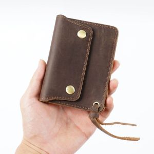 Geldbörsen 100% echtes Leder Männer Brieftaschen Vintage Cowide Reißverschlussmünze Geldbörse Multifunktionsviolutionskartenhalter kleiner tragbarer Aufbewahrungsbeutel