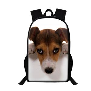 Bolsas Jack Russell Terrier Dog School para estudante do ensino fundamental para adolescentes fofos para adolescentes Backpack Saco da escola Mulheres mochilas