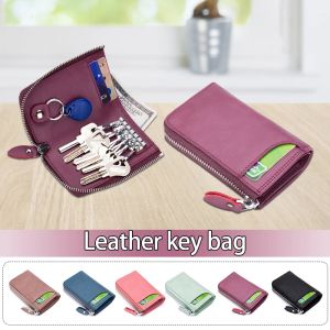 Cüzdanlar düz renkli kadın erkekler anahtar kart çantası yüksek kaliteli çok işlevli anahtar kutusu araba anahtar zinciri cüzdan mini kart çanta anahtar klipsi