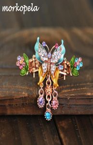 Morkopela Hair Clips Butterfly Enomel Vintage Charm Rhinestone Hair Clips Women Banquet Claw Accessoires Party Jewelry4743307