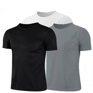 Erkekler Düz Renkli Tshirt Erkekler Spor Sıradan Tee Sesli Erkek Spor Salonu Siyah Hızlı Kuru Fitness Sports 240412