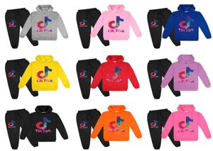 Tiktok Sportswear two piece Tracksuit hooded outfit for 100170 kids child teenages tik tok Hoodie pullover and Track Pants Sport 4016339