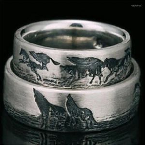 Cluster Rings Fashion Jewelry Lady Personality Simple Prairie Wolf Couple Engagement Ring Wedding Anniversary Gift