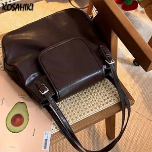 Bags for Women Korean Trendy Vintage Casual Womens Handbags Streetwear Punk Solid All Match Shoulder Underarm Bag Y2k Aesthetic 240407