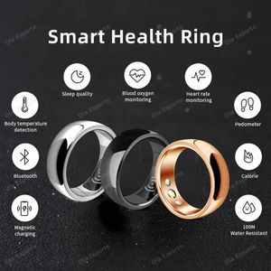 2024 Smart Ring Health Monitor för män Kvinnor Termometer Blodtryck Hjärtfrekvens Sovmonitor IP68 Vattentät för iOS Android 240508