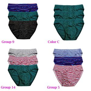 Algodão 3pack Briefs Fashion Stripe Roupa Roupa Bodys Male Male Male confortável S-xxl 240110