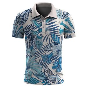 Plantas havaianas camisa pólo para homens verão impressão 3d folhas de flor curta de manga curta Camisas de pólo de golfe de superdimension tampos de rua 240419