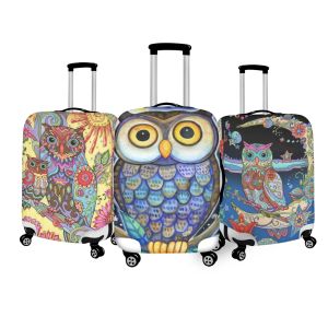 Acessórios TwoHeartsGirl Moda Owl Design Bagage Capa Covers de bagagem elástica adequada para acessórios de viagem de 18 a 32 polegadas