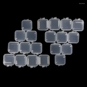 Bolsas de jóias 20x Mini Square Storage Recifers Caixa com tampa de plástico transparente para pequenas contas