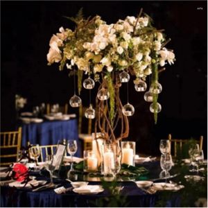 Titulares de vela pendurados redondos de decoração de casa de vidro Centerpieces Candlestick Christmas para decoração de casamento