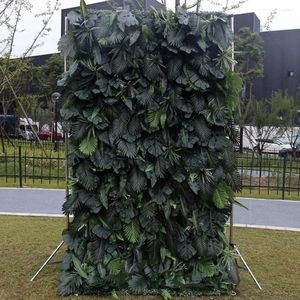 Decorative Flowers TONGFENG Artificial Green Tropical Plants Halloween Roll Up Flower Wall Panels Wedding Backdrop Autumn Decoration Adornos