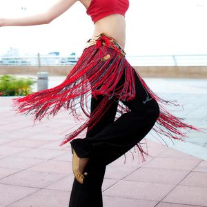 Scene Wear Wholesale Dance Red Black Long Hip Scarf Sexig Tassel Belly Clothes Women Belt Lady Midje kedja