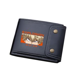 Wallets Anime My Hero Academia Short Wallets Bakugou Katsuki ID Card Holders Pu Leather Coins Purses Cartoon Money Bags Boys Clutch