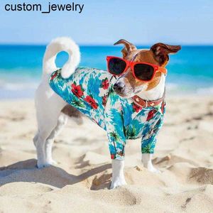 Dog Apparel Shirt Summer Hawaiian Beach Pet Clothing Coconut Tree Flower Print Puppy T-Shirt For Small Dogs Cats Vest Camp