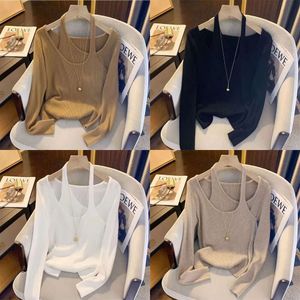 Bluzki Koszule damskie wiosenne modne mody nieregularny stały kolor o długim rękawie T-shirt damskie ubrania eleganckie patchwork pullover podkładka damskie topy 230621