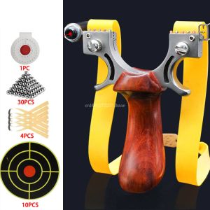 Scopes Hunting Laser Slingsshot Outdoor Mächtiges massives Holz Edelstahlschleudern für Jagdkit mit Gummibandstahlkugel