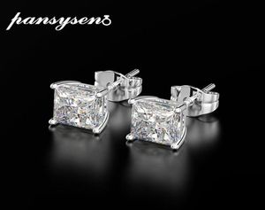 PANSYSEN CLASSIC 6 mm 7mm 8mm Quadrat erstellt Moissanite Hochzeit Engagement Stud Ohrringe für Frauen 925 Silber Fine Schmuck Geschenke3225466