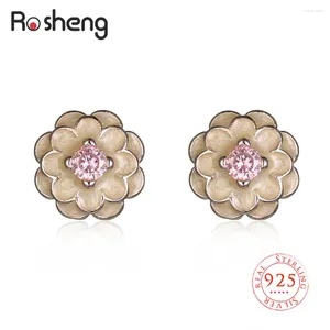 Серьги -грибы Rosheng 925 Pure Silver Jewelry Jewelry Женская смола цветы.
