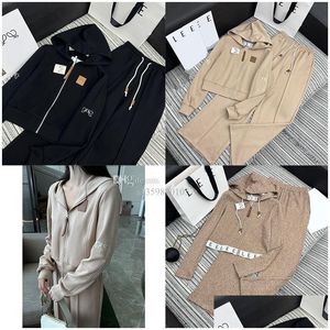 Womens Tracksuits Women Warm Cozy Hoodie High Quality Lettering Sweatshirts Casual Wear Round Neck Plover Fleece Suit Hoody Plovers Sk Dhodv