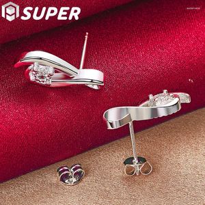 Stud Earrings 925 Sterling Silver Zircon Earring For Wedding Fashion Woman Charm Jewelry