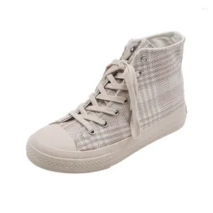 Casual Shoes Girls Plaid Canvas High Top Women Sneaker w średniej wysokiej jakości obuwie Studenci Spring Autumn Kids Botts