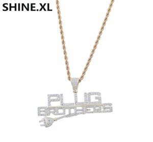 Mektup Kolye Ile Hip Hop Fiş Tam Zirkon 14K Goldplated Kolye Kolye Erkekler Bling Street Jewelry8375982