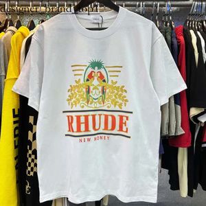 Rhude Hip Hop Streetwear Słynny projektant Mens T Shirt Trendy Rhude Shirt Wysokiej jakości krótkie rękawowe graficzne odzież Szybka sucha koszula Rhude Polo T Shirt 3323