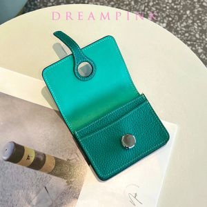 Holders Luxury Design Cowhide Women Women Holder Drower Round HASP HASP Осуренная кожаная компания название идентификационная карта мода мода маленький кошелек маленький кошелек