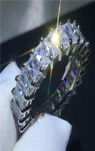 할로윈 선물 전체 및 소매 실버 도금 패션 패션 여성을위한 단순한 투명한 반원 스퀘어 다이아몬드 반지 Siz3553528