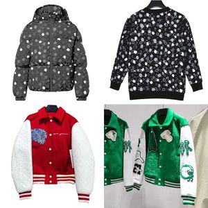 Blomma psykedelisk broderad zippad hoodie ansikten varsity vindbrytare målade prickar ner blouson baseball uniform jacka 1ab